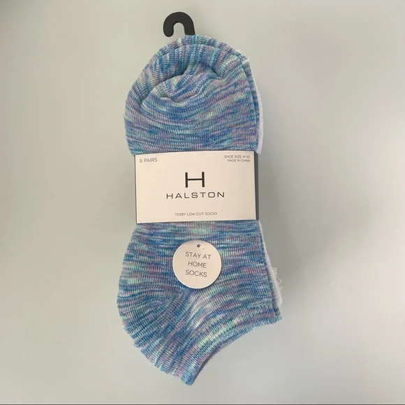 H by Halston women’s terry low cut socks 6 pack size 4-10 blue white green - Picture 1 of 2